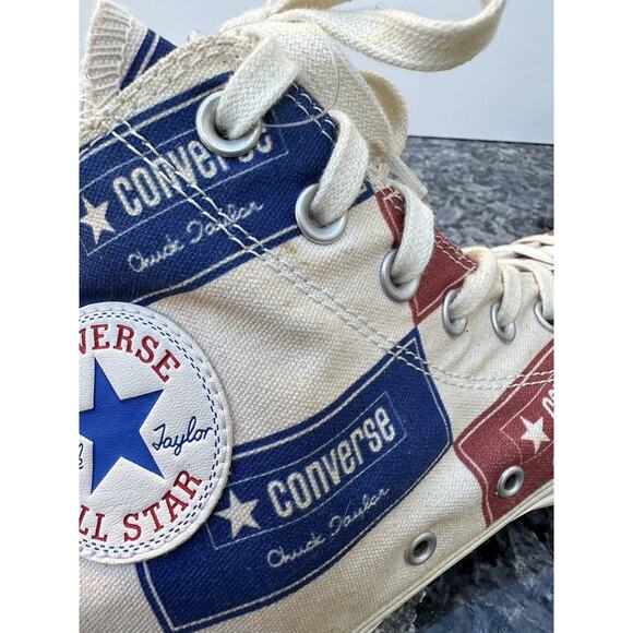 Converse Mens CTAS Hi Bold Branding Canvas 166500C Egret/Blue/Gym Red Size 11 - Picture 6 of 13